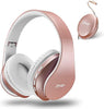 ZIHNIC Bluetooth Headphones Over-Ear, Foldable Wireless and Wired Stereo Headset Micro SD/TF, FM for Cell Phone,PC,Soft Earmuffs &Light Weight for Prolonged Wearing(Rose Gold)