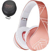 ZIHNIC Bluetooth Headphones Over-Ear, Foldable Wireless and Wired Stereo Headset Micro SD/TF, FM for Cell Phone,PC,Soft Earmuffs &Light Weight for Prolonged Wearing(Rose Gold)